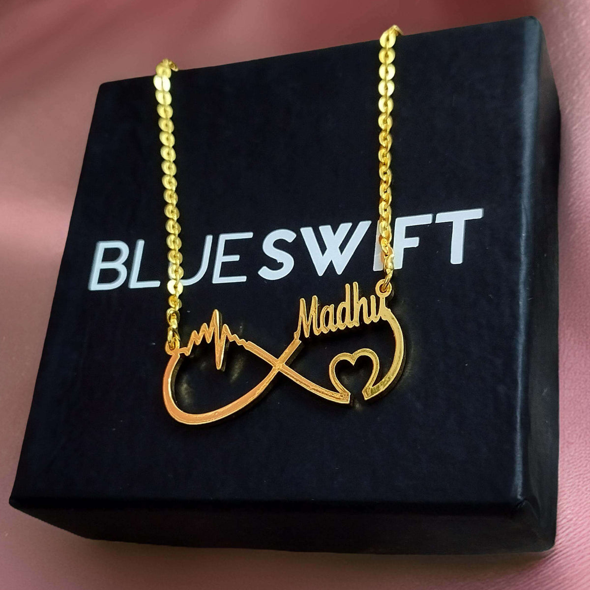 Infinity With Heart Beat Name Necklace