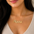 Gold Plated Crown With Heart Name Necklace
