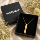 Gold Plated Cube Vertical Bar Name Necklace