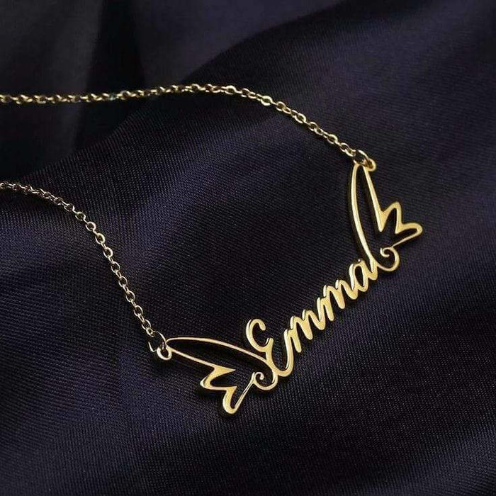 Personalized Angel Wings Name Necklace