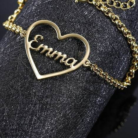 Gold Plated Single Heart Name Necklace