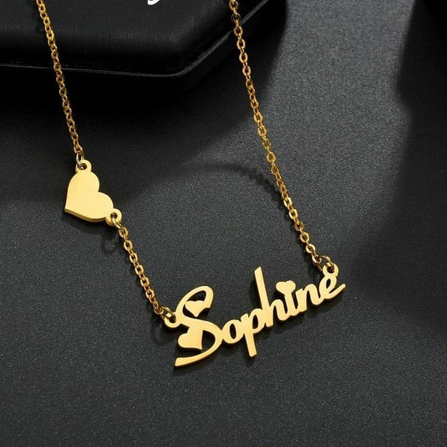 Gold Plated Personalized Heart Name Necklace