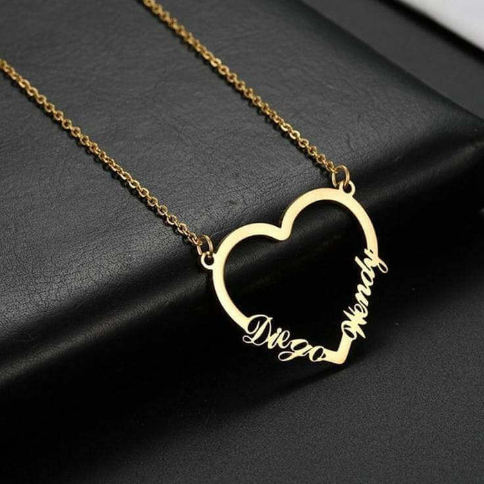 Gold Plated Heart Shape Name Necklace