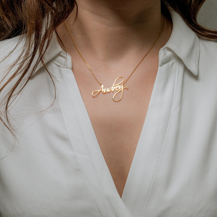 Gold Plated Curlicue Name Necklace