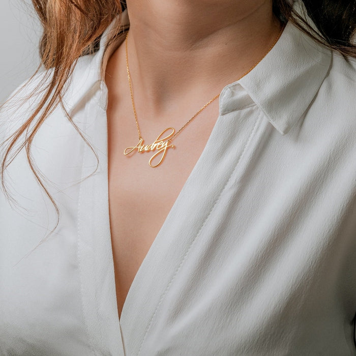 Gold Plated Curlicue Name Necklace