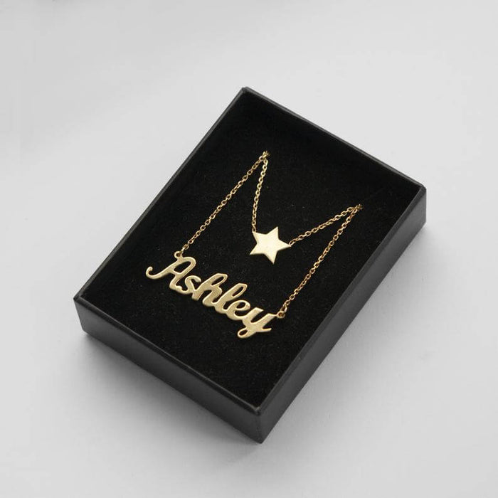 Personalized Double Chain Star Name Necklace