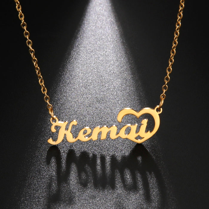 Gold Plated Unique Heart Name Necklace