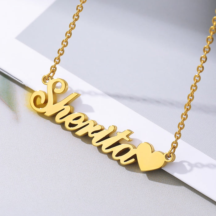 Gold Plated Beautiful Heart Name Necklace