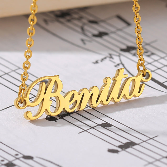 Gold Plated Simple Name Necklace