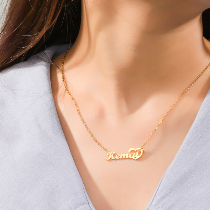 Gold Plated Unique Heart Name Necklace