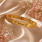 Gold Plated Bar Name Bracelet - Adjustable