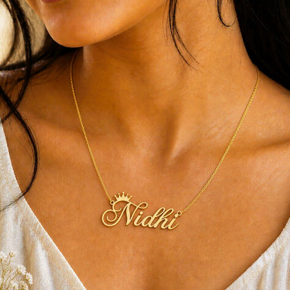 Gold Plated Crown Name Necklace