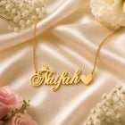Gold Plated Crown With Heart Name Necklace