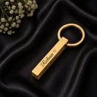 Gold Plated Cube Bar Keychain