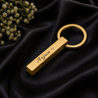 Gold Plated Cube Bar Keychain