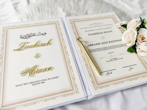 Personalized Nikah Nama Folder with Pen