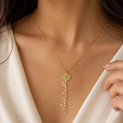 Gold Plated Flower Name Necklace