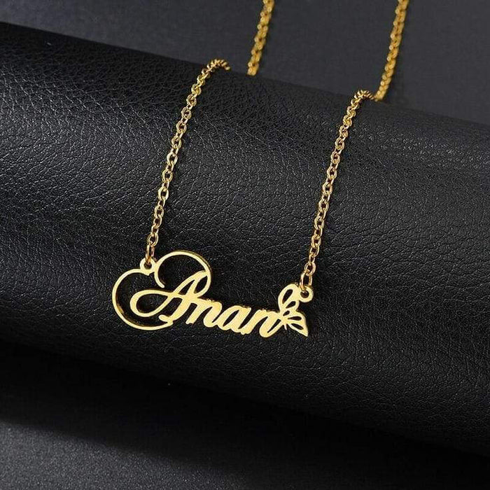 Gold Plated Beautiful Butterfly Name Necklace