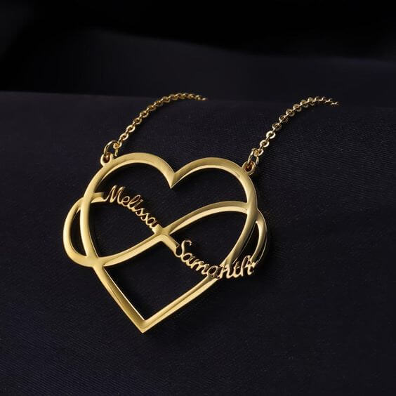 Gold Plated Infinity Heart Name Necklace