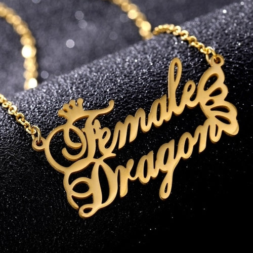 Personalized Crown & Butterfly Name Necklace
