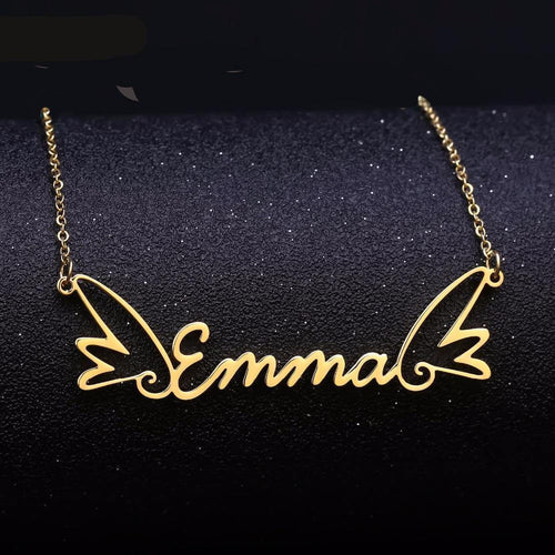 Personalized Angel Wings Name Necklace