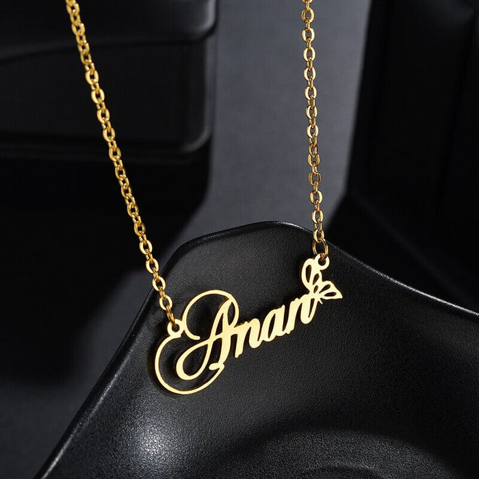 Gold Plated Beautiful Butterfly Name Necklace