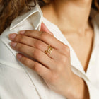 Gold Plated Couple Name Ring - Adjustable