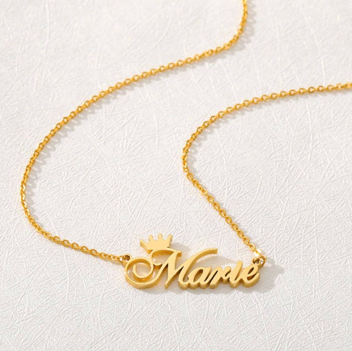 Gold Plated Crown Name Necklace