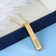 Gold Plated Cube Vertical Bar Name Necklace
