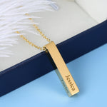 Gold Plated Cube Vertical Bar Name Necklace