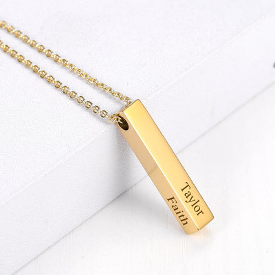 Personalized Cube Vertical Bar Name Necklace