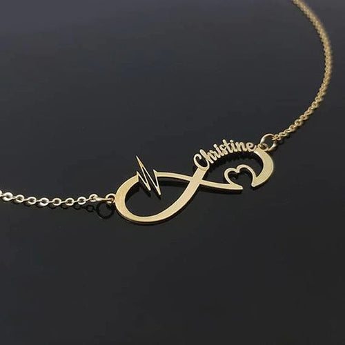 Personalized Heart Beat Infinity Name Necklace