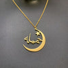 Personalized Moon With Star Arabic Name Necklace