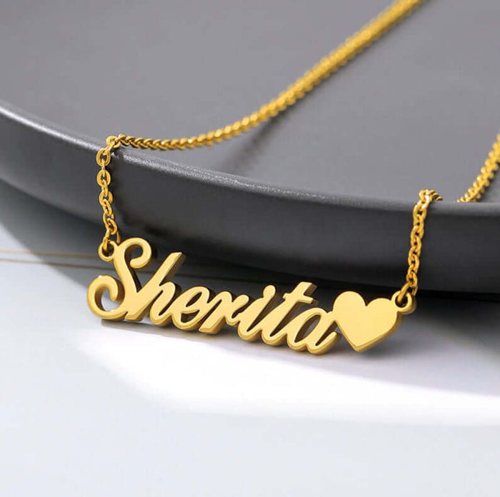 Gold Plated Beautiful Heart Name Necklace