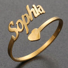 Gold Plated Heart Name Ring - Adjustable