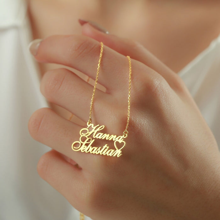 Gold Plated Heart Name Necklace