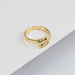 Personalized Couple Minimal Name Ring -  Adjustable