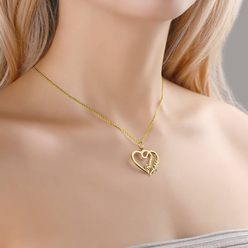 Personalized Single Heart Two Name Necklace